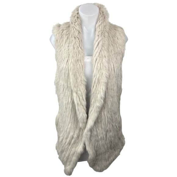 Vintage June 100% Rabbit Fur Womens Sleeveless Vest Cardigan Sweater Top Size XS - Picture 1 of 5